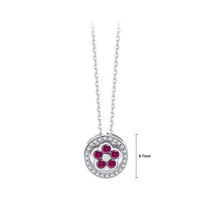 925 Sterling Silver Fashion Simple Flower Circle Pendant with Cubic Zirconia and Necklace