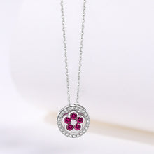 Load image into Gallery viewer, 925 Sterling Silver Fashion Simple Flower Circle Pendant with Cubic Zirconia and Necklace