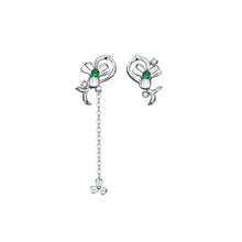Load image into Gallery viewer, 925 Sterling Silver Fashion Simple Three-leafed Clover Tassel Earrings with Cubic Zirconia