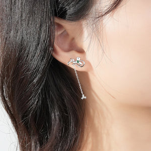 925 Sterling Silver Fashion Simple Three-leafed Clover Tassel Earrings with Cubic Zirconia