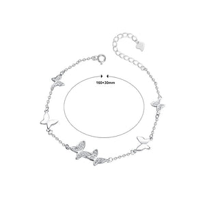 925 Sterling Silver Simple and Cute Butterfly Bracelet with Cubic Zirconia