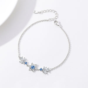 925 Sterling Silver Fashion Simple Snowflake Bracelet with Cubic Zirconia