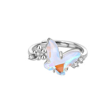 Load image into Gallery viewer, 925 Sterling Silver Fashion Temperament Butterfly Color Cubic Zirconia Flower Adjustable Ring