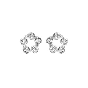 925 Sterling Silver Simple Temperament Star Hollow Flower Stud Earrings with Cubic Zirconia
