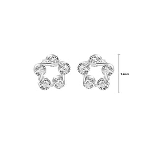 925 Sterling Silver Simple Temperament Star Hollow Flower Stud Earrings with Cubic Zirconia