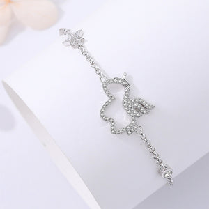 925 Sterling Silver Simple and Cute Hollow Unicorn Bracelet with Cubic Zirconia