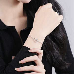 925 Sterling Silver Simple and Cute Hollow Unicorn Bracelet with Cubic Zirconia