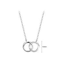 Load image into Gallery viewer, 925 Sterling Silver Simple Fashion Double Ring Pendant with Cubic Zirconia and Necklace