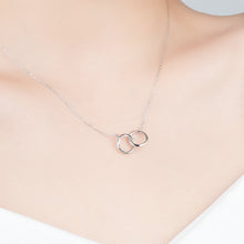 Load image into Gallery viewer, 925 Sterling Silver Simple Fashion Double Ring Pendant with Cubic Zirconia and Necklace