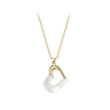 Load image into Gallery viewer, 925 Sterling Silver Plated Gold Simple Fashion Hollow Heart Shape Mother-of-Pearl Pendant with Necklace