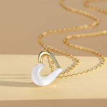 Load image into Gallery viewer, 925 Sterling Silver Plated Gold Simple Fashion Hollow Heart Shape Mother-of-Pearl Pendant with Necklace