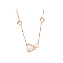 Load image into Gallery viewer, 925 Sterling Silver Plated Rose Gold Simple Romantic Double Heart Mother-of-pearl Pendant with Necklace