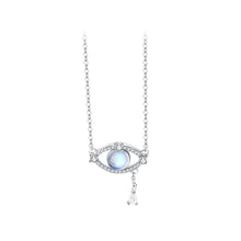 Load image into Gallery viewer, 925 Sterling Silver Fashion Personality Devil Eye Moonstone Tassel Pendant with Cubic Zirconia and Necklace
