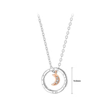 Load image into Gallery viewer, 925 Sterling Silver Fashion Simple Rose Gold Moon Geometric Circle Pendant with Cubic Zirconia and Necklace