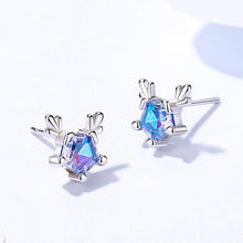 Load image into Gallery viewer, 925 Sterling Silver Simple and Cute Elk Stud Earrings with Colorful Cubic Zirconia