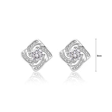 Load image into Gallery viewer, 925 Sterling Silver Simple and Elegant Hollow Square Geometric Stud Earrings with Cubic Zirconia