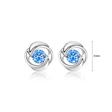 Load image into Gallery viewer, 925 Sterling Silver Simple Fashion Flower Stud Earrings with Blue Cubic Zirconia