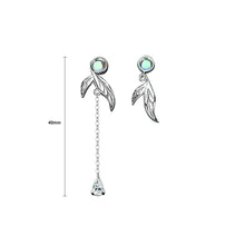 Load image into Gallery viewer, 925 Sterling Silver Fashion Temperament Leaf Moonstone Tassel Earrings with Cubic Zirconia