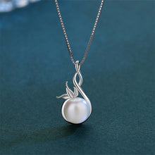 Load image into Gallery viewer, 925 Sterling Silver Fashion Elegant Flower Bud Water Drop Shape Imitation Pearl Pendant with Necklace