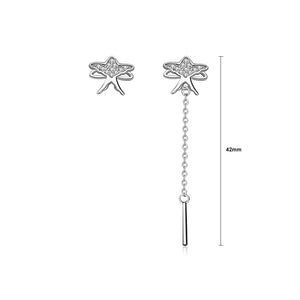 925 Sterling Silver Simple Creative Kite Tassel Asymmetric Stud Earrings with Cubic Zirconia