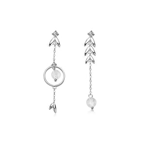 925 Sterling Silver Fashion Temperament Leaf Geometric Tassel Earrings with Cubic Zirconia