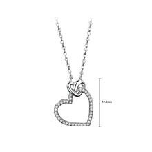 Load image into Gallery viewer, 925 Sterling Silver Simple Romantic Double Heart Pendant with Cubic Zirconia and Necklace