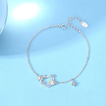 Load image into Gallery viewer, 925 Sterling Silver Simple Sweet Ribbon Hollow Heart Bracelet with Cubic Zirconia