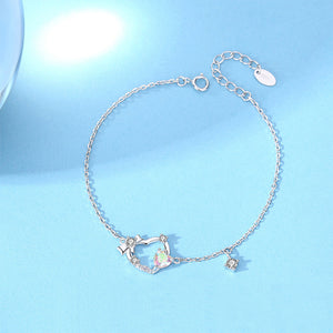 925 Sterling Silver Simple Sweet Ribbon Hollow Heart Bracelet with Cubic Zirconia