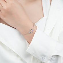 Load image into Gallery viewer, 925 Sterling Silver Simple Sweet Ribbon Hollow Heart Bracelet with Cubic Zirconia