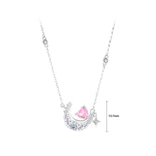 Load image into Gallery viewer, 925 Sterling Silver Fashion Simple Moon Pink Heart Pendant with Cubic Zirconia and Necklace