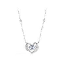 Load image into Gallery viewer, 925 Sterling Silver Fashion Temperament Angel Wing Heart Pendant with Cubic Zirconia and Necklace