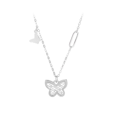 925 Sterling Silver Fashion Temperament Butterfly Sparkling Pendant with Necklace