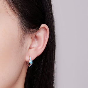 925 Sterling Silver Fashion Cute Enamel Turtle Geometric Earrings with Cubic Zirconia