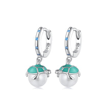 Load image into Gallery viewer, 925 Sterling Silver Fashion Cute Turtle Imitation Pearl Earrings with Cubic Zirconia