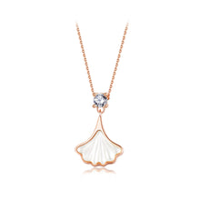 Load image into Gallery viewer, 925 Sterling Silver Plated Rose Gold Fashion Simple Skirt Mother-of-pearl Pendant with Cubic Zirconia and Necklace