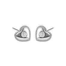 Load image into Gallery viewer, 925 Sterling Silver Fashion Simple Heart Stud Earrings with Cubic Zirconia