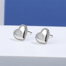 Load image into Gallery viewer, 925 Sterling Silver Fashion Simple Heart Stud Earrings with Cubic Zirconia