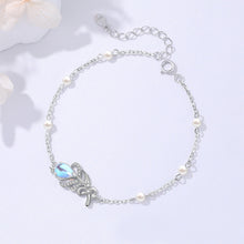 Load image into Gallery viewer, 925 Sterling Silver Fashion Temperament Feather Moonstone Bracelet with Cubic Zirconia