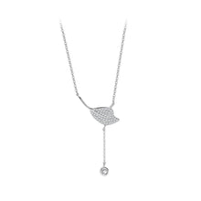 Load image into Gallery viewer, 925 Sterling Silver Fashion Simple Leaf Tassel Pendant with Cubic Zirconia and Necklace