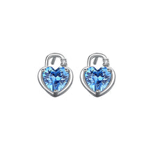 Load image into Gallery viewer, 925 Sterling Silver Simple Fashion Heart Lock Stud Earrings with Cubic Zirconia