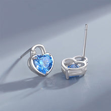 Load image into Gallery viewer, 925 Sterling Silver Simple Fashion Heart Lock Stud Earrings with Cubic Zirconia