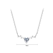 Load image into Gallery viewer, 925 Sterling Silver Fashion Simple Heart Antler Pendant with Cubic Zirconia and Necklace
