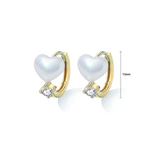 Load image into Gallery viewer, 925 Sterling Silver Plated Gold Simple Temperament Heart-shaped Imitation Pearl Geometric Earrings with Cubic Zirconia