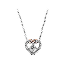Load image into Gallery viewer, 925 Sterling Silver Fashion Temperament Hollow Heart Pendant with Cubic Zirconia and Necklace