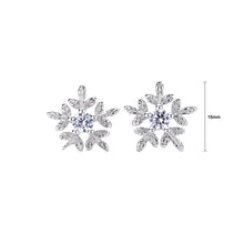 Load image into Gallery viewer, 925 Sterling Silver Fashion Simple Snowflake Stud Earrings with Cubic Zirconia