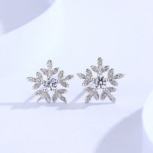 Load image into Gallery viewer, 925 Sterling Silver Fashion Simple Snowflake Stud Earrings with Cubic Zirconia
