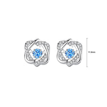 Load image into Gallery viewer, 925 Sterling Silver Fashion Simple Double Heart Stud Earrings with Blue Cubic Zirconia