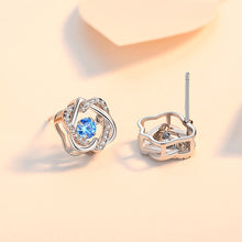 Load image into Gallery viewer, 925 Sterling Silver Fashion Simple Double Heart Stud Earrings with Blue Cubic Zirconia