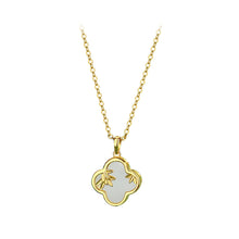 Load image into Gallery viewer, 925 Sterling Silver Gold Plated Simple Vintage Leaf Four-leafed Clover Pendant with Necklace