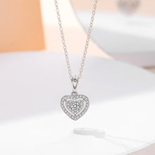 Load image into Gallery viewer, 925 Sterling Silver Simple Brilliant Heart Pendant with Cubic Zirconia and Necklace